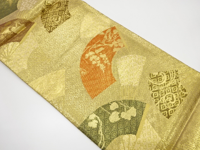 佐賀錦　地紙に唐草・枝葉模様織り出し袋帯